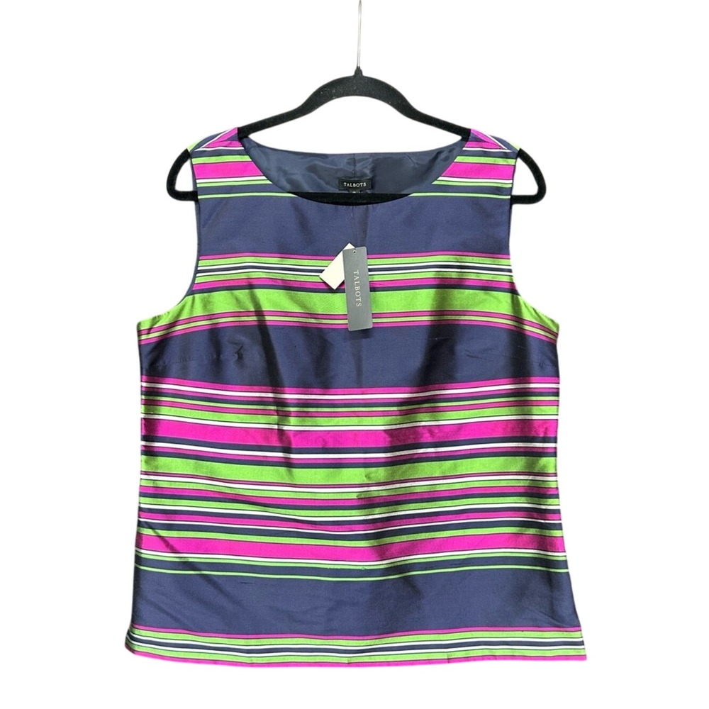 Talbots striped blouse made of raw silk brand new size 12 large